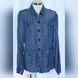 Gap Utility Denim Jacket S Light Indigo Button & Zip Patch Pockets